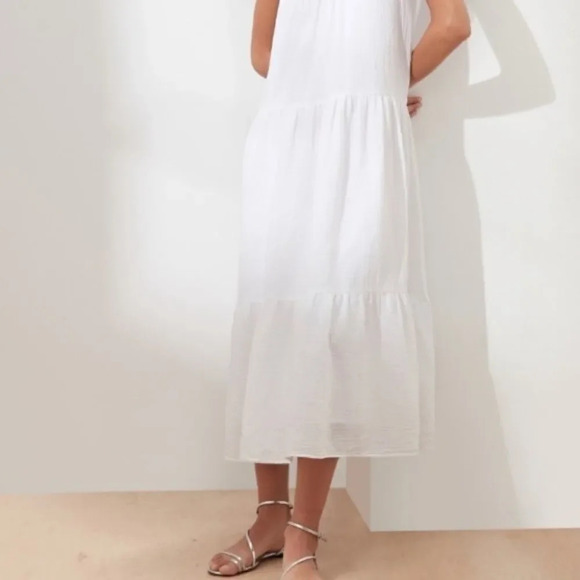 Banana Republic Frill-Sleeve Gauze Tiered Mid-Calf Dress - Picture 11 of 14